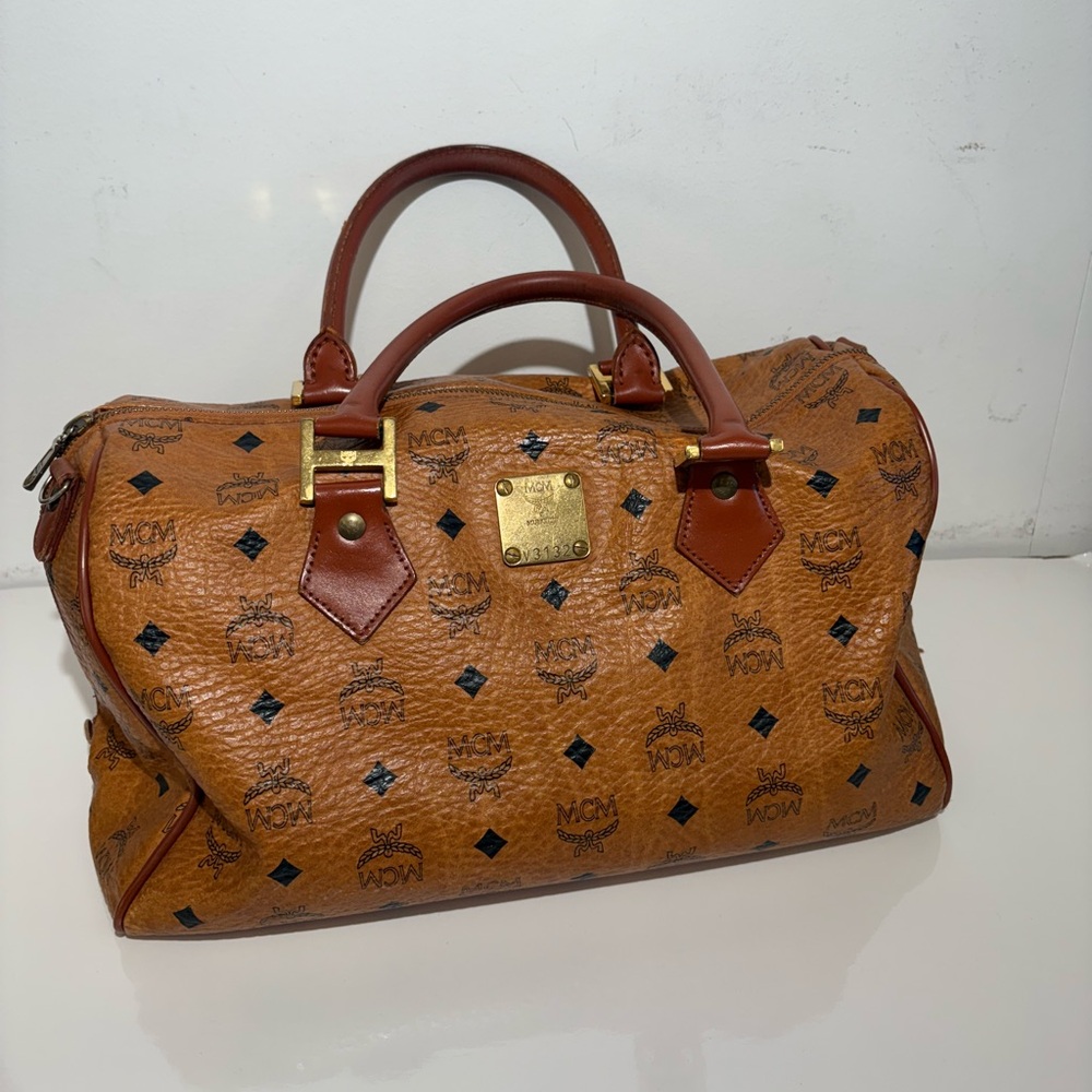 MCM Brown Visetos Duffel Bag